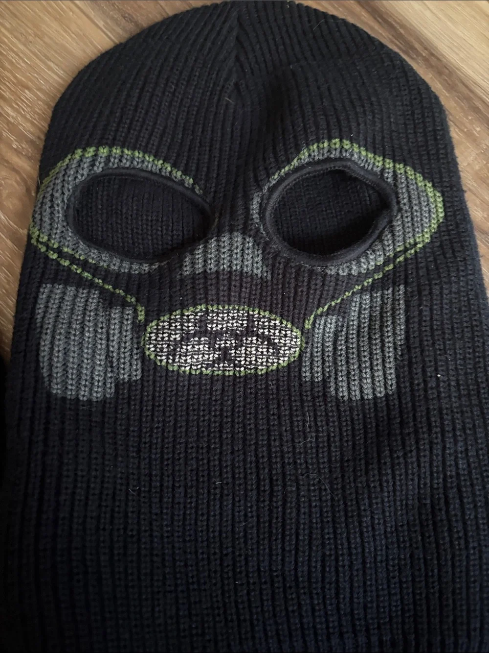 Black Double Ski Mask Pair with Orange and Green Accents NEW